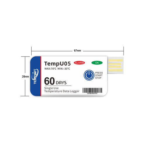 Registrador de datos PDF de un solo uso TempU02
