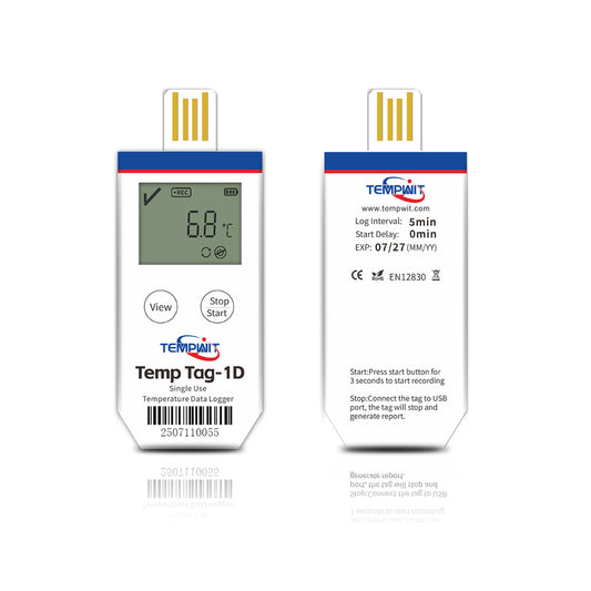Temp Tag-1D Single Use Temperature Data Logger with LCD display