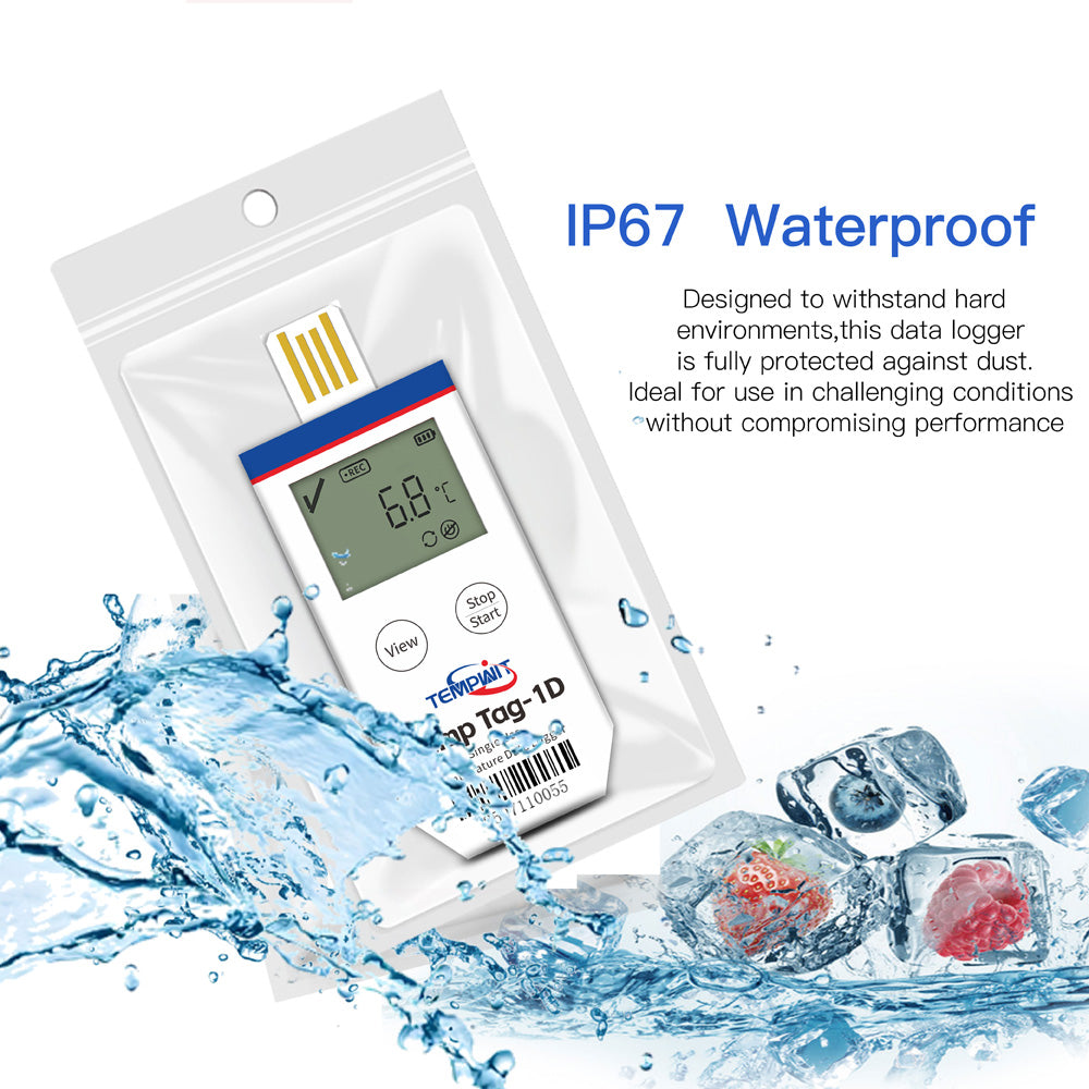 Temp Tag-1D Single Use Temperature Data Logger with LCD display