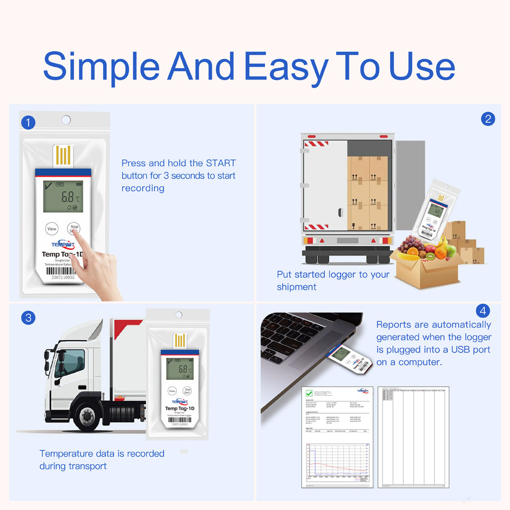 Temp Tag-1D Single Use Temperature Data Logger with LCD display