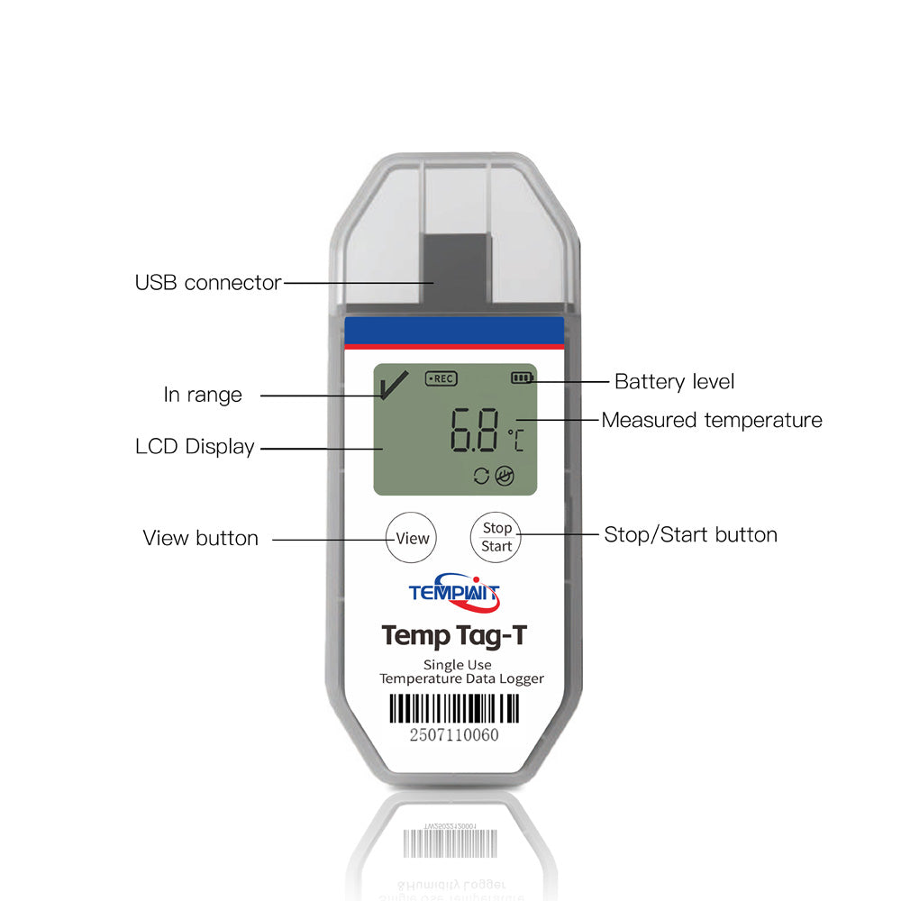 Temp Tag-T Programmable Single Use Temperature Data Logger with LCD display