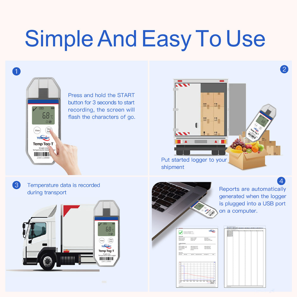 Temp Tag-T Programmable Single Use Temperature Data Logger with LCD display
