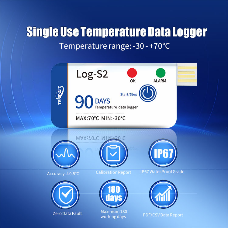Registrador de datos de temperatura de un solo uso Tempwit Log-S2