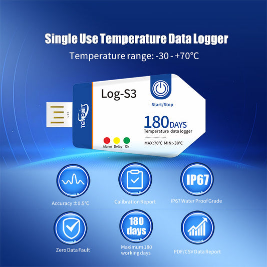 Tempwit Log-S3 Single Use Temperature Data Logger