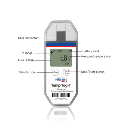 Temp Tag-T Programmable Single Use Temperature Data Logger with LCD display