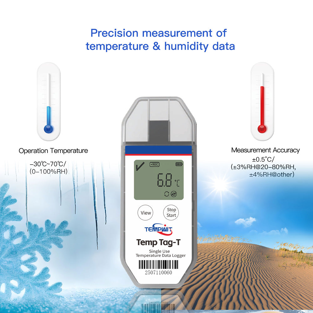 Temp Tag-T Programmable Single Use Temperature Data Logger with LCD display