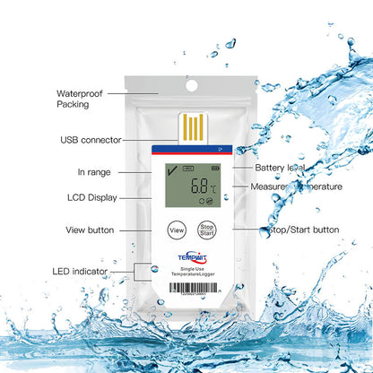 Temp Tag-1D Single Use Temperature Data Logger with LCD display