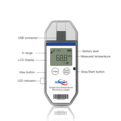 Temp Tag-TH Programmable Single Use Temperature /humidity Data Logger with LCD display